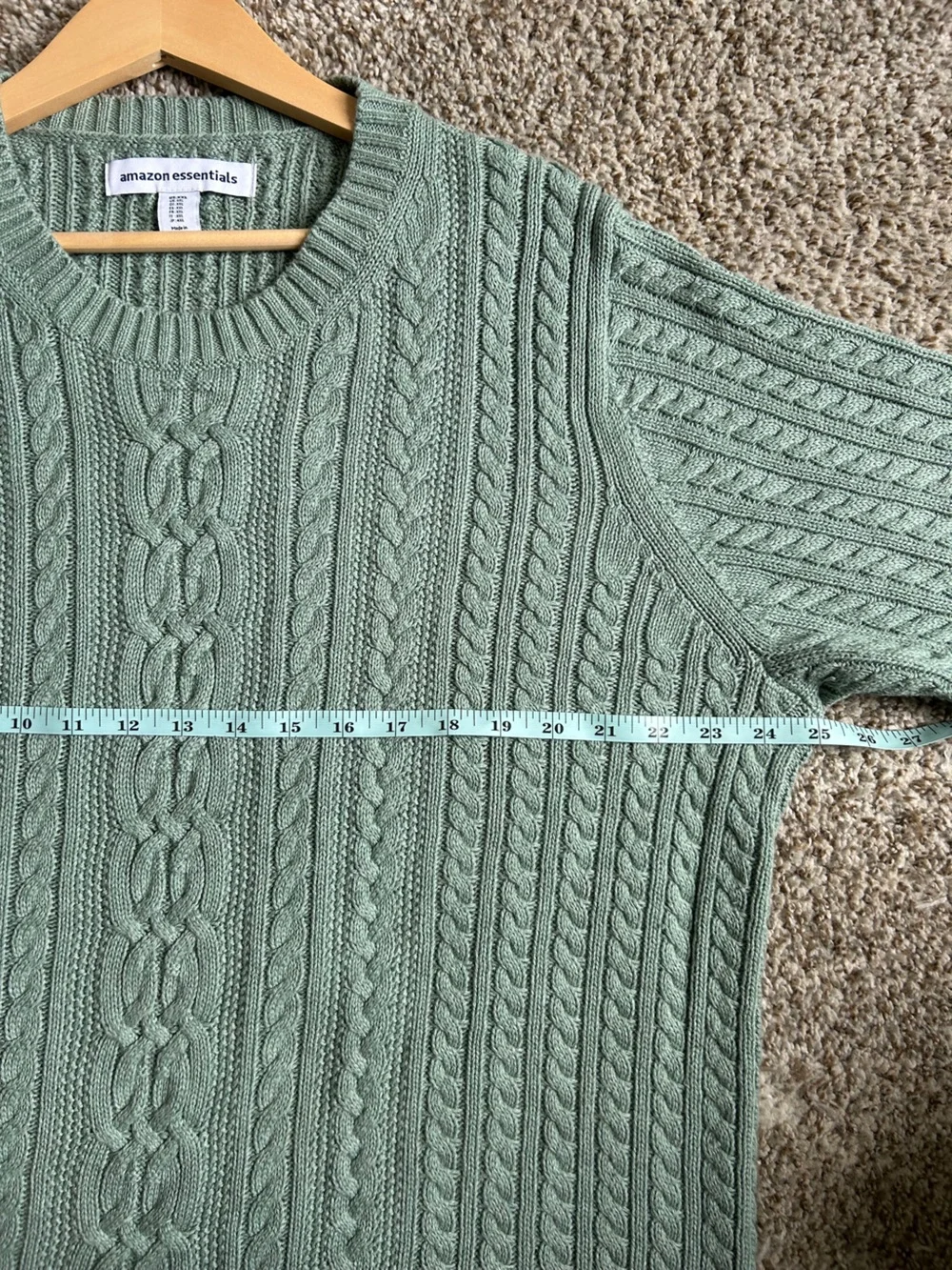 Amazon Essentials Cotton Cableknit Crewneck Sweater Ribbed Fisherman Style XXL